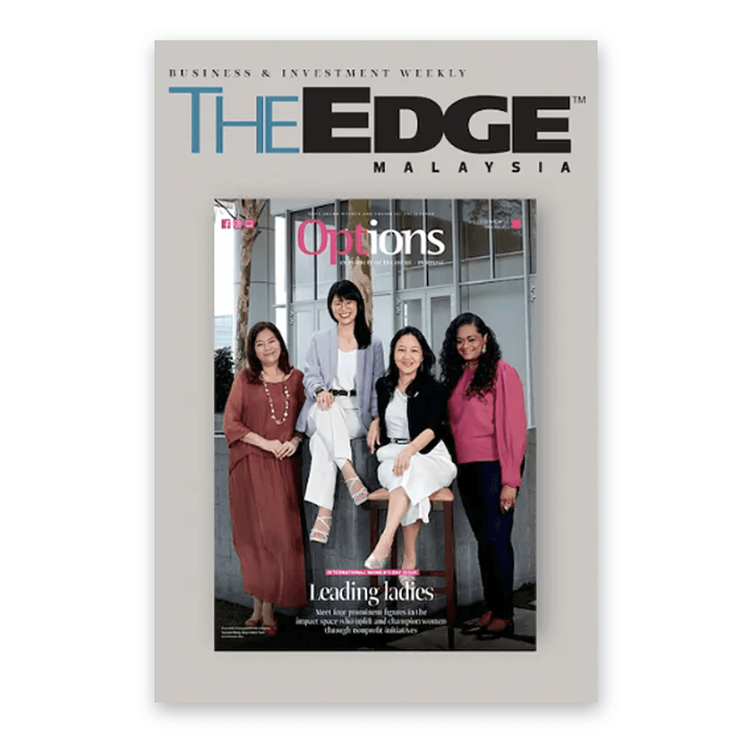 The Edge Options magazine cover featuring four women.